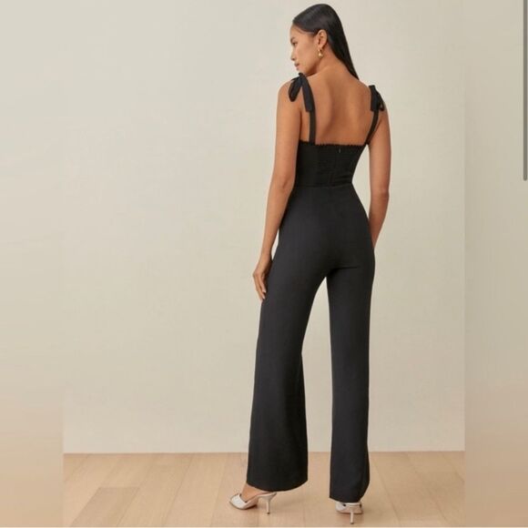 NWT Reformation Alfred Black Jumpsuit Wide Leg Size 10 - Picture 4 of 11